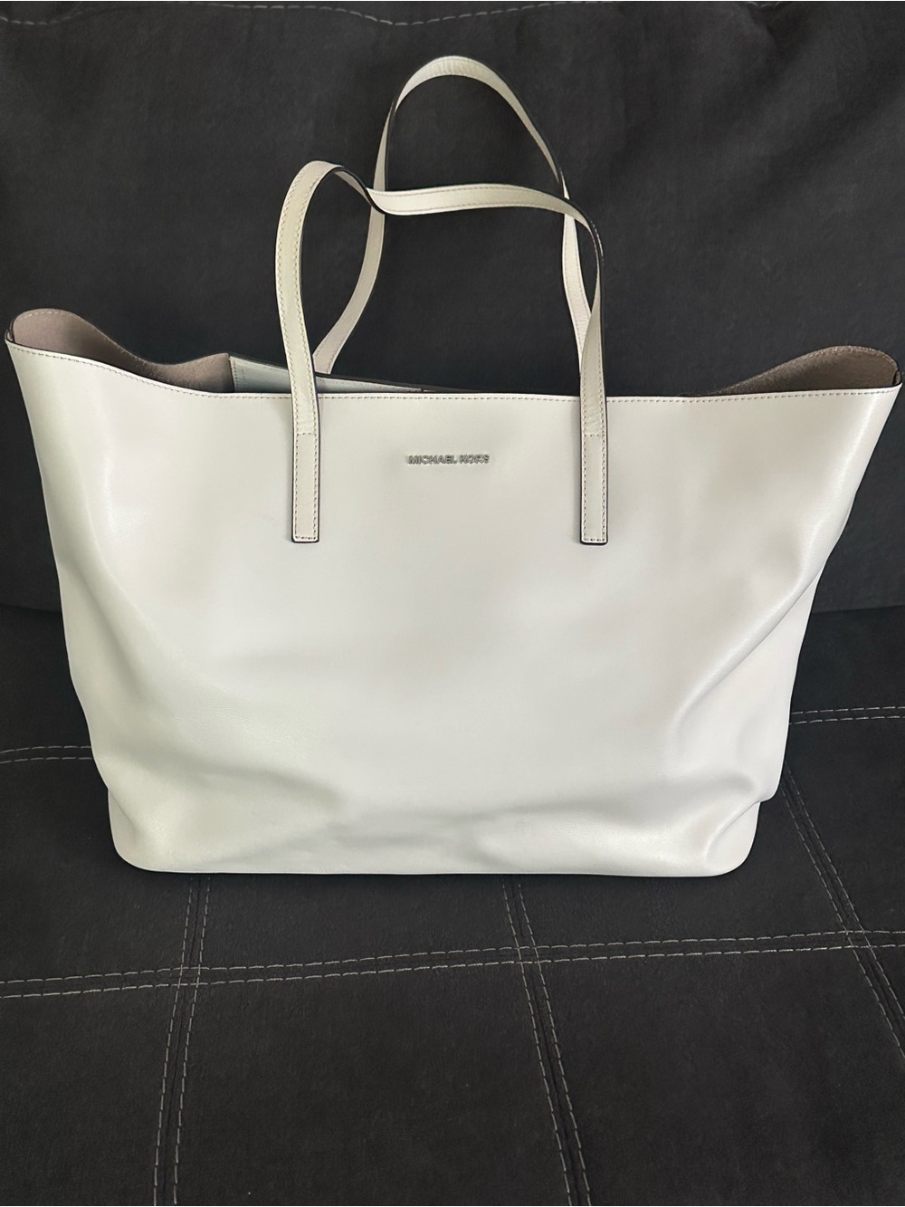 Michael Kors Cream Leather Tote with Top Handles